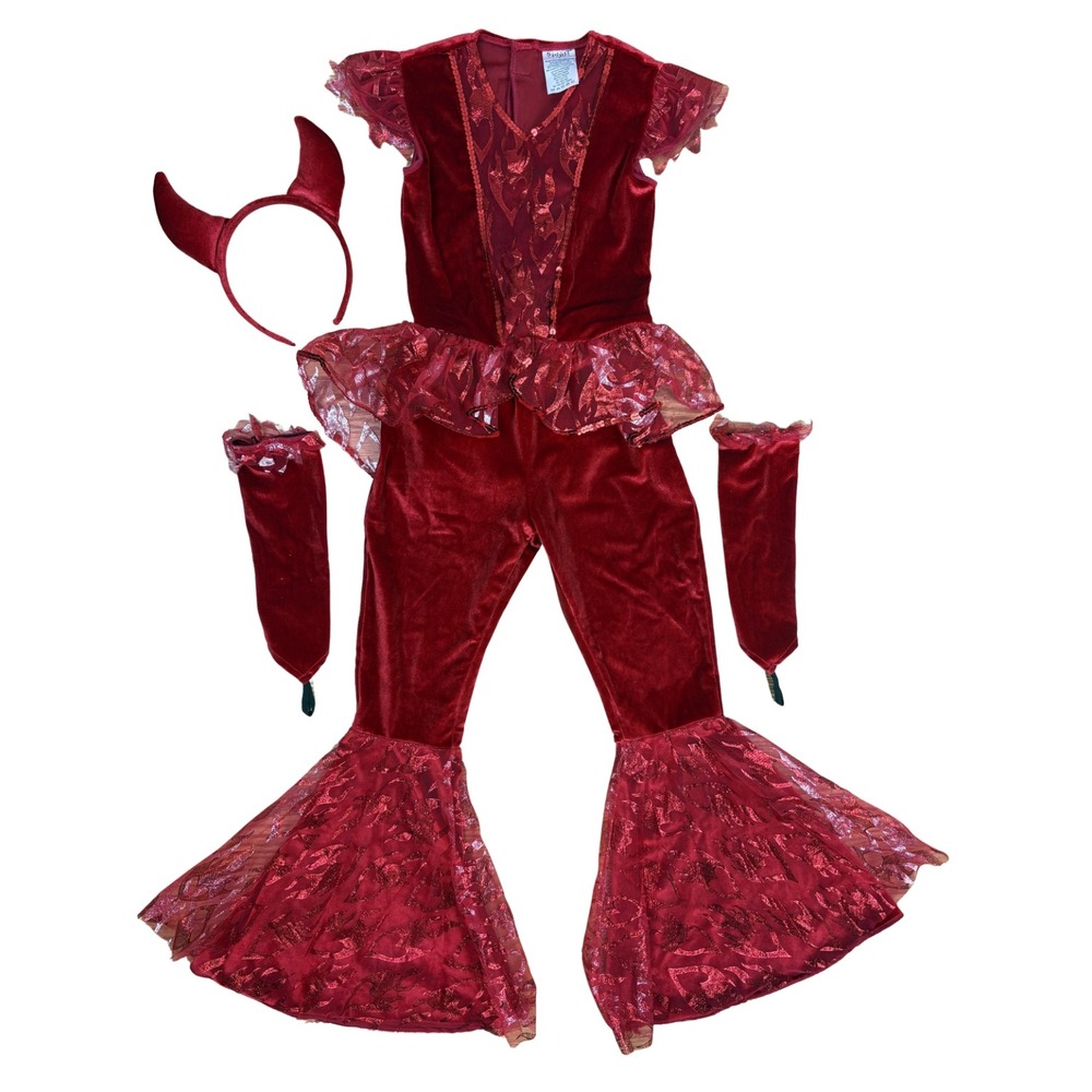 Spirit Halloween Devil Diva Kids Devil Costume Size Small 4-6 Sassy Devil Flames - Picture 3 of 17